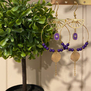 Boucles d'oreilles Marina Créole et perles violet
