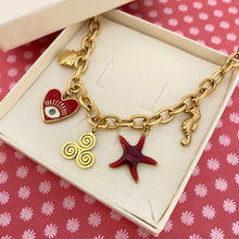 Charger l'image dans la galerie, Collier Laëtitia triskell breton étoile de mer coeur rouge 