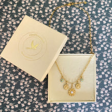 Charger l'image dans la galerie, Collier fleuri Flora bleu turquoise