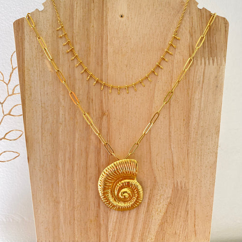 collier Véronica nautilus et collier Martha chaine