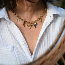 Charger l'image dans la galerie, Collier Tatiana cowgirl acier inox  crane de vache longhorn bleu