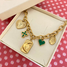 Charger l'image dans la galerie, Collier Maéva lune vierge croix vert acier inox doré