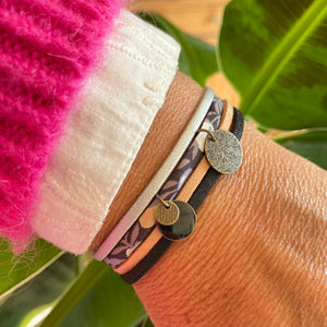 bracelet suzanna liberty wiltshire or argent noir suédine cuir