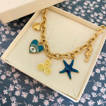 Charger l'image dans la galerie, Collier Laëtitia triskell breton étoile de mer coeur bleu