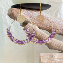 Charger l&#39;image dans la galerie, Boucles d&#39;oreilles Emma créole tissage miyuki violet