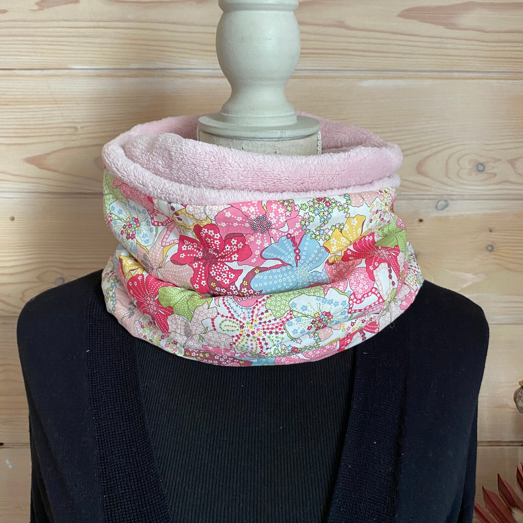 Snood double tour ultra douillet- Liberty Mauvey Grenade