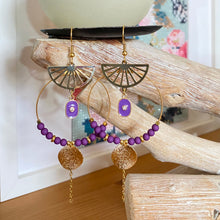 Charger l'image dans la galerie, Boucles d'oreilles Maria Créole sequin et perles violet