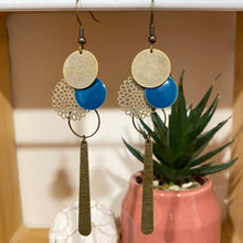 Charger l&#39;image dans la galerie, Boucles d&#39;oreilles Elena bronze bleu canard