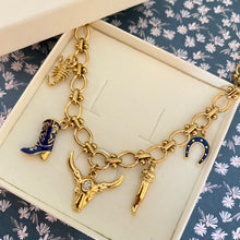 Charger l'image dans la galerie, Collier Tatiana crane de vache longhorn bleu