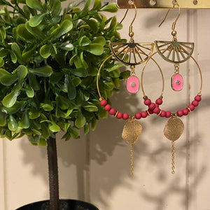 Boucles d'oreilles Marina Créole et perles rose