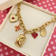 Charger l'image dans la galerie, Collier Maéva lune vierge croix rouge acier inox doré