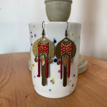 Charger l'image dans la galerie, Boucles d'oreilles Gaïa - Tissage perles miyuki délica or et rouge