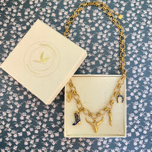 Charger l'image dans la galerie, Collier Tatiana cowgirl crane de vache longhorn bleu