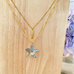 Collier Lola étoile de mer swarovski crystal blue shade