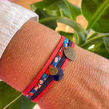 Charger l&#39;image dans la galerie, bracelet suzanna liberty betsy ann marine rouge suédine cuir