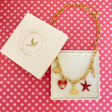 Charger l'image dans la galerie, Collier Laëtitia triskell breton étoile de mer coeur rouge acier inox doré