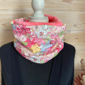 Snood double tour ultra douillet- Liberty Mauvey Grenade