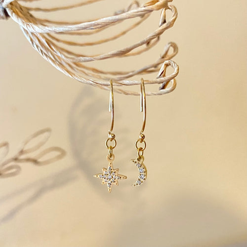 Boucles d'oreilles Solina lune étoile