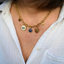 Charger l'image dans la galerie, Collier Jasmina acier inox trèfle émaillé bleu oeil protecteur coeur soleil