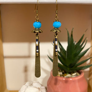 Boucles d'oreilles Azia Perle bleu cobalt