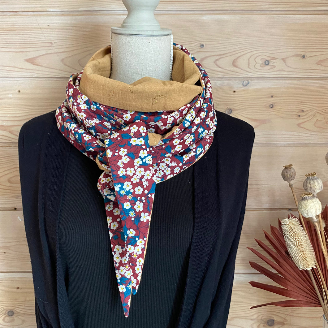 Chèche/Foulard - Liberty Mitsi bordeaux