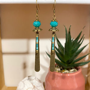 Boucles d'oreilles Azia Perle vert émeraude