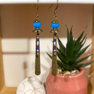 Boucles d'oreilles Azia Perle bleu marine