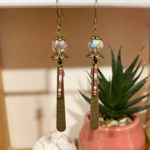 Boucles d'oreilles Azia Perle cristal framboise