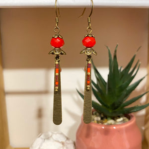 Boucles d'oreilles Azia Perle rouge