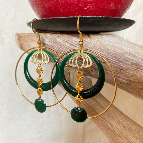 Boucles d'oreilles Esmeralda - Créoles émaillées
