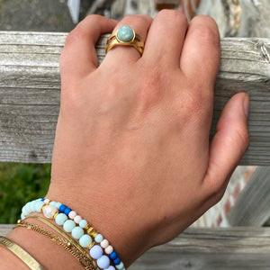 Bague Ava tressée cabochon amazonite