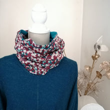 Charger l&#39;image dans la galerie, Snood double tour-Liberty Mitsi bordeaux