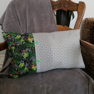 Coussin oasis rectangulaire dentelle verte dos