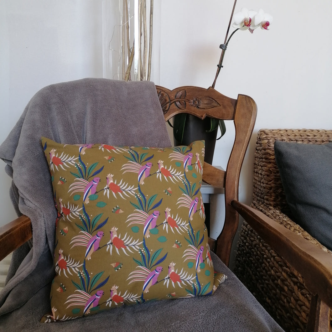Coussin cacatoès carré 40 cm