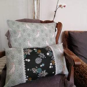 Coussins lapin blanc 30x50 et 50x50 cm